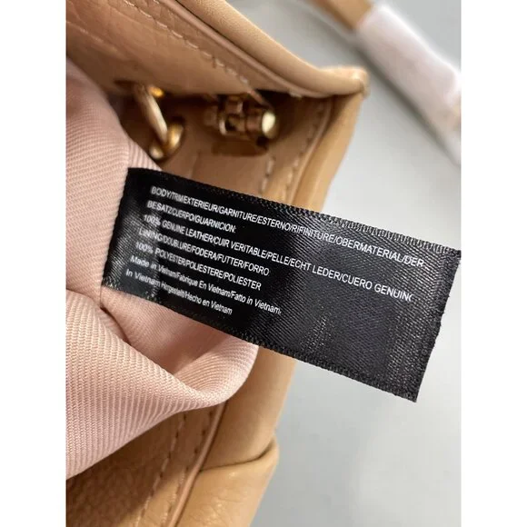 C Wonder by Christian Siriano Genuine Leather Clutch Crossbody Tan Gold Neutral - Picture 7 of 8